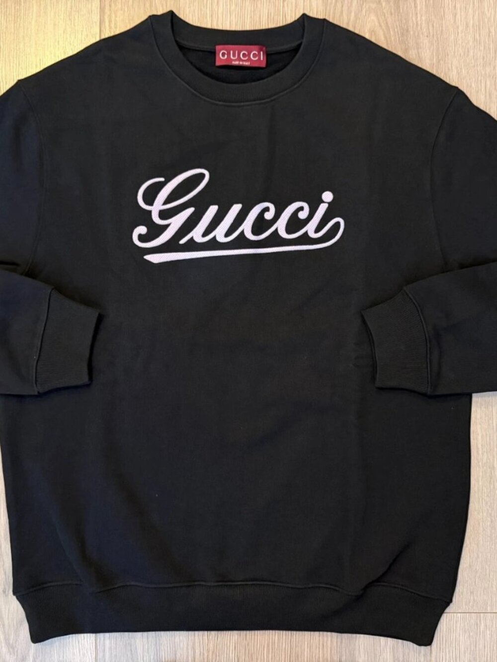 Gucci Script Logo Crew Neck Sweatshirt crewneck black sz L